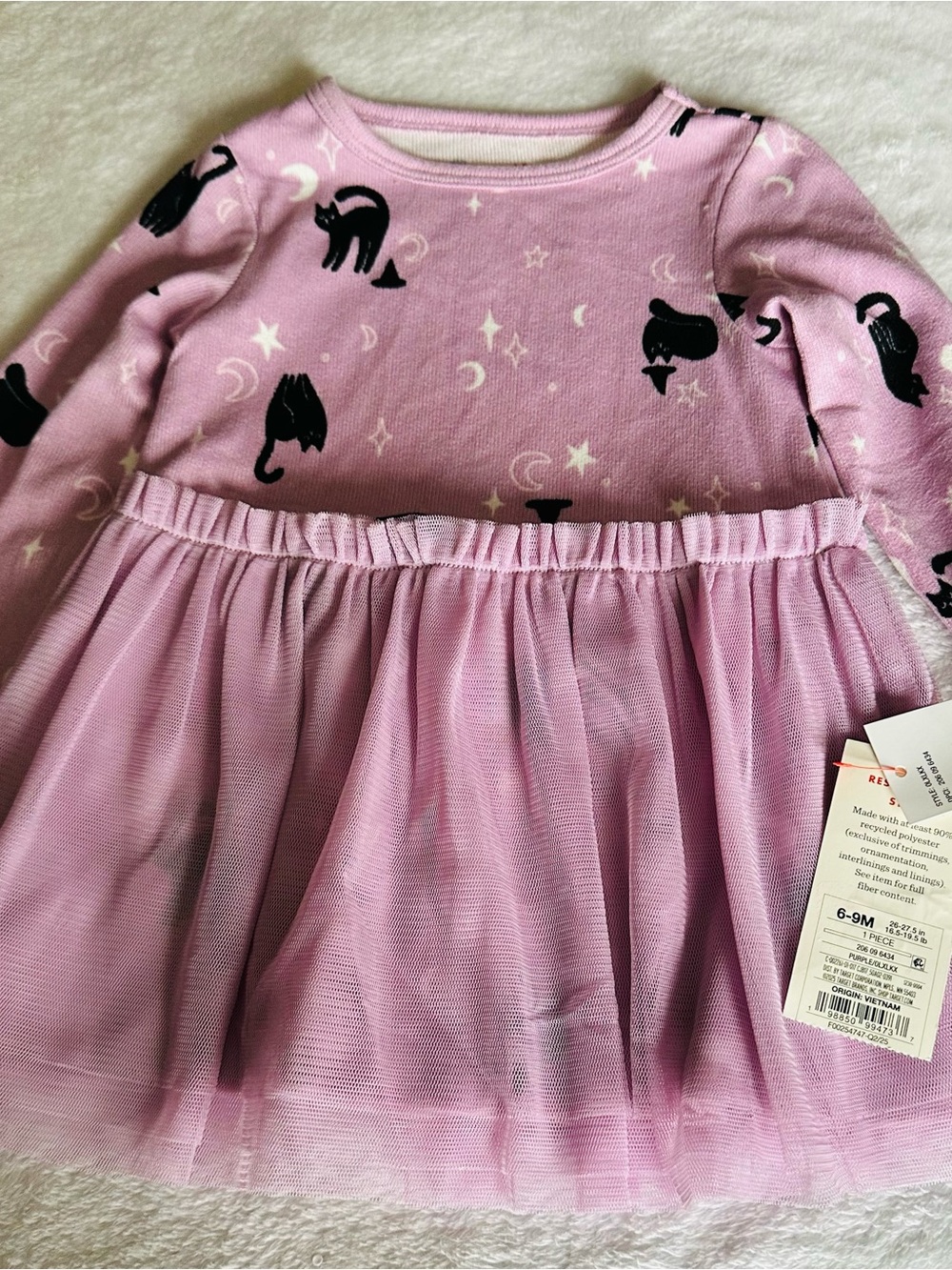 Cat & Jack Pink Long-Sleeve Cat Print Tulle Nightgown